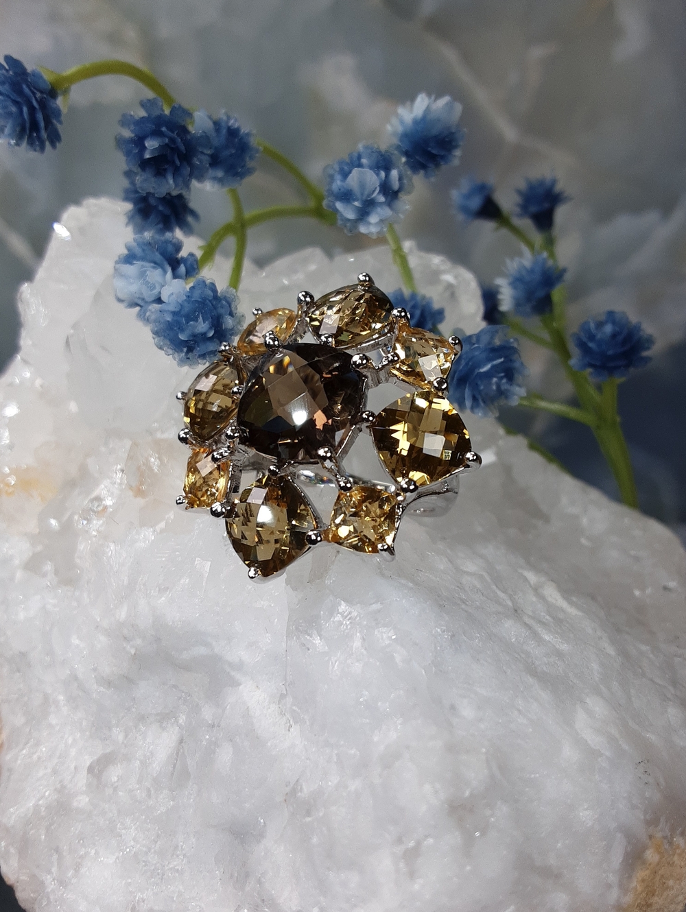 925 Smoky, Gemstone Bold, Statement Ring. PRICE IS FIRM.